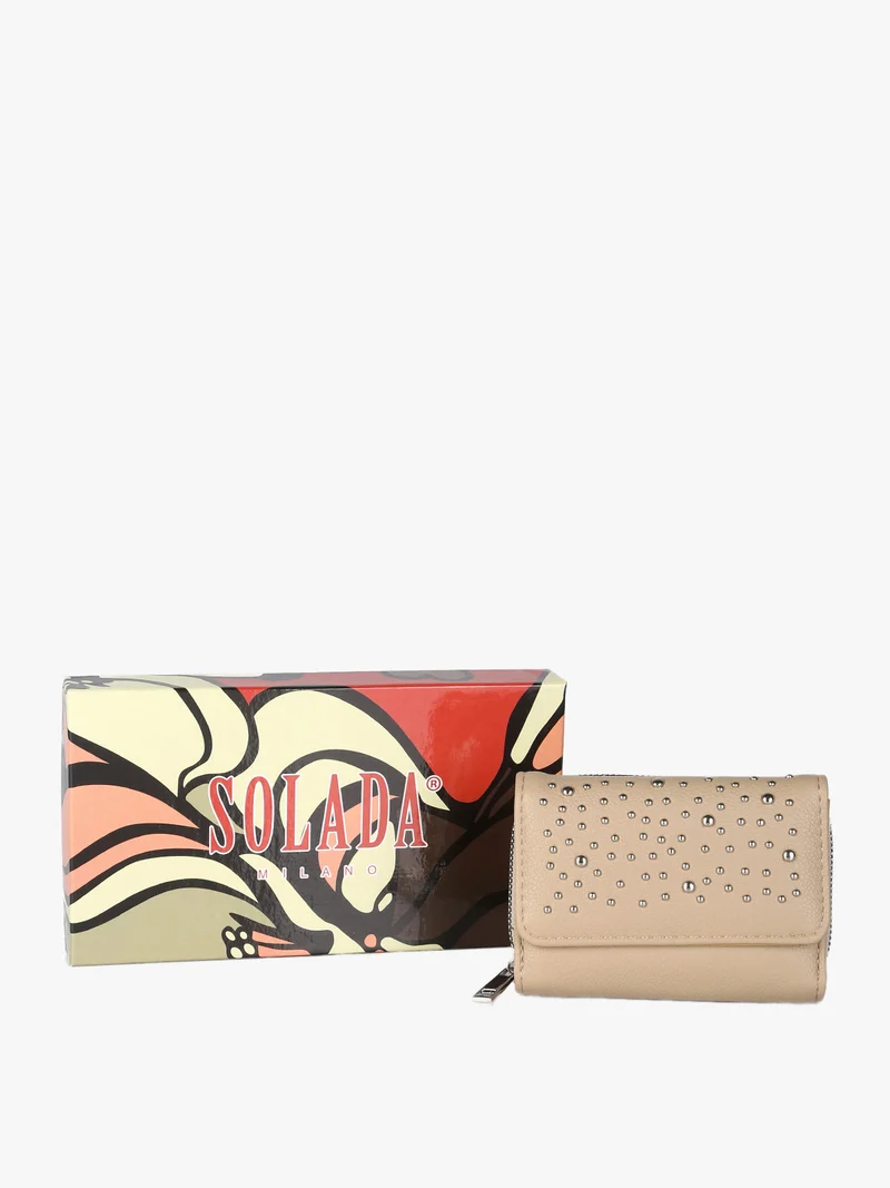 Portafoglio mini da donna con borchie - khaki