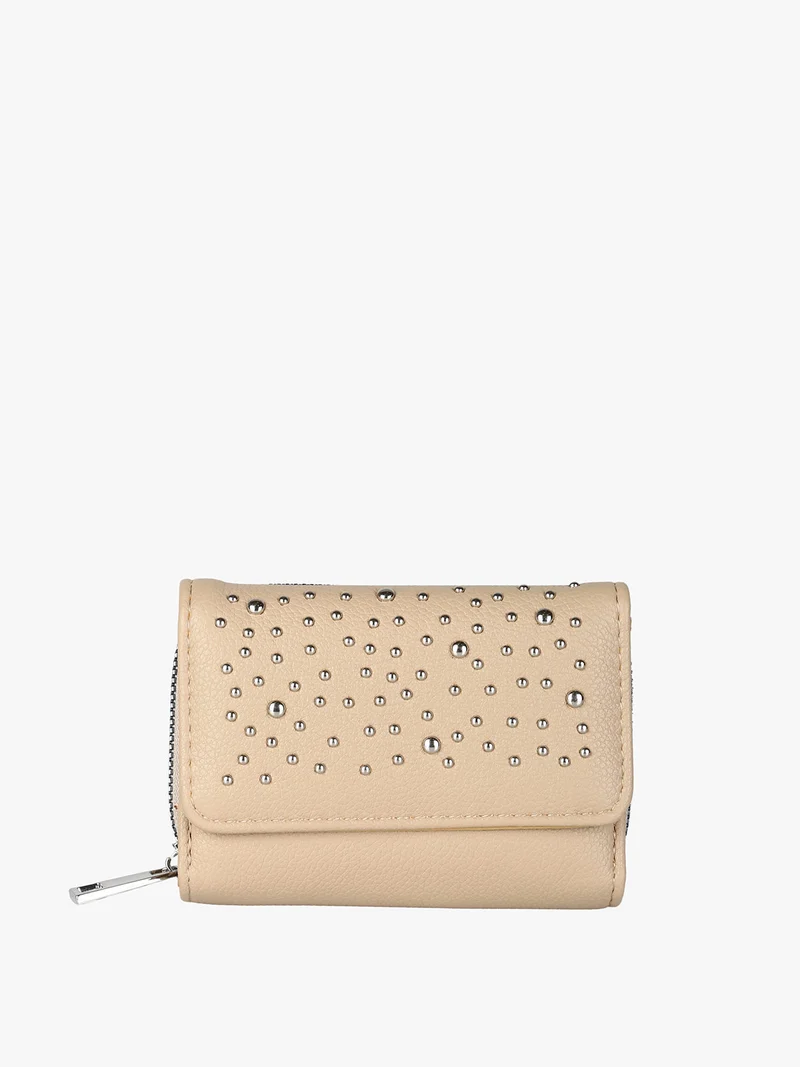 Portafoglio mini da donna con borchie - khaki