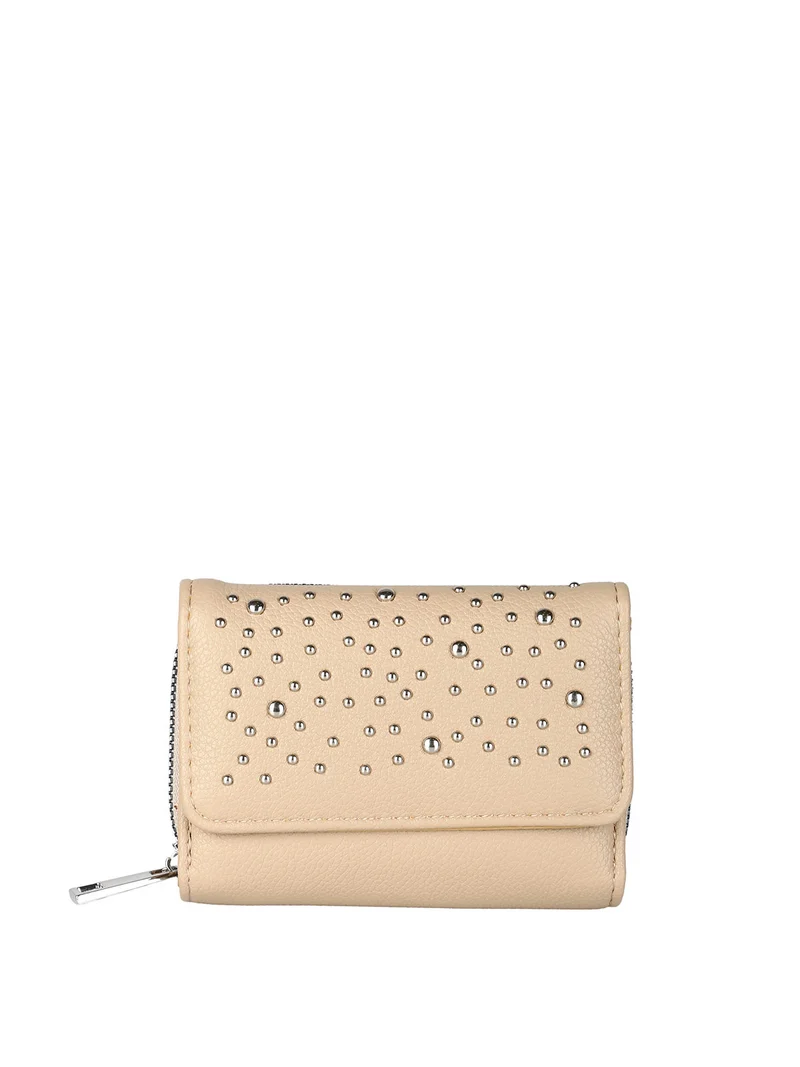 Portafoglio mini da donna con borchie - khaki