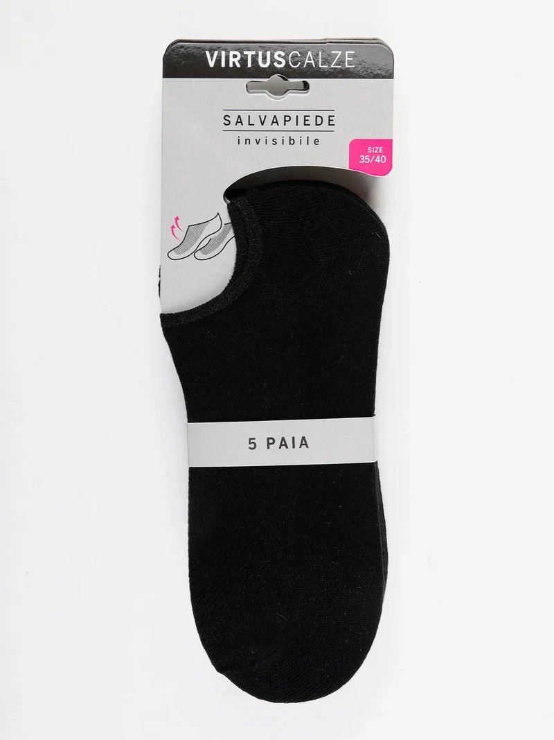 Calze corte misto cotone 5 pezzi - nero