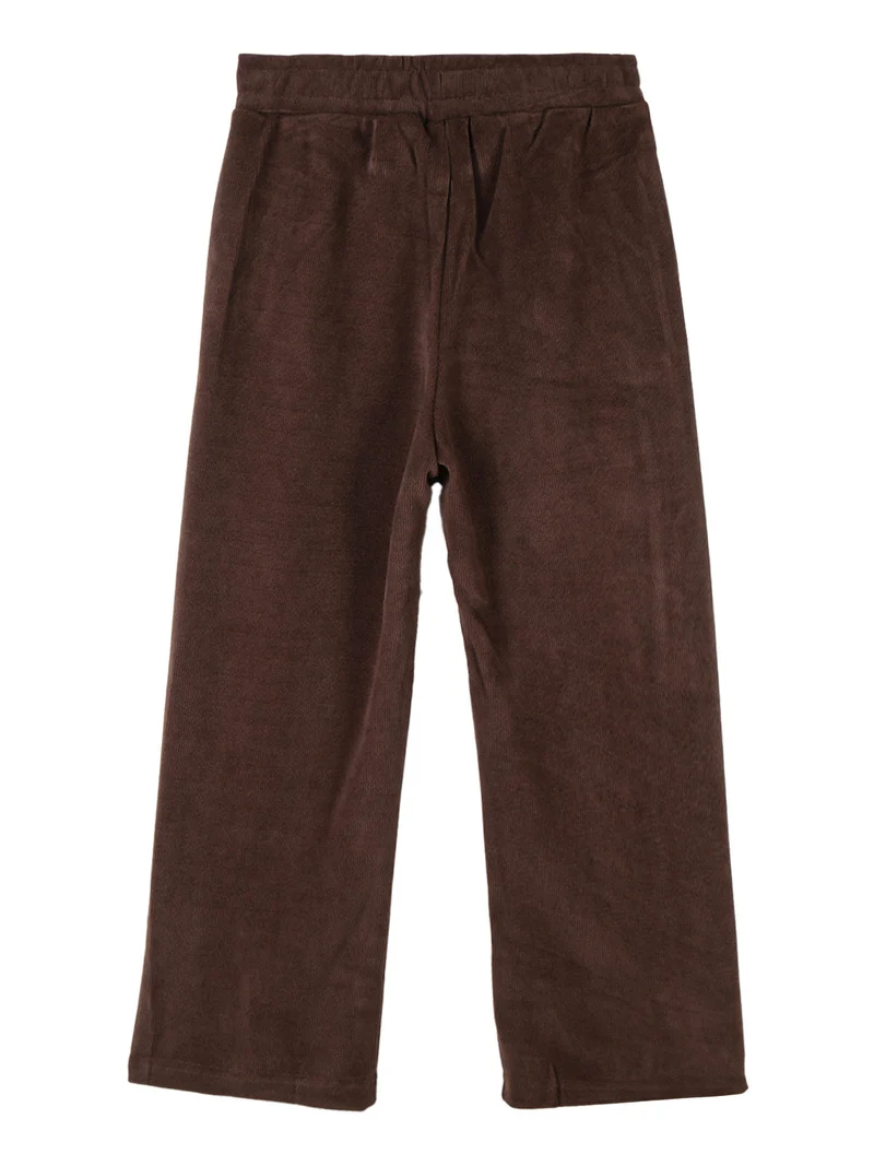 Pantaloni pesanti da bambina con spacco sul finale - marrone