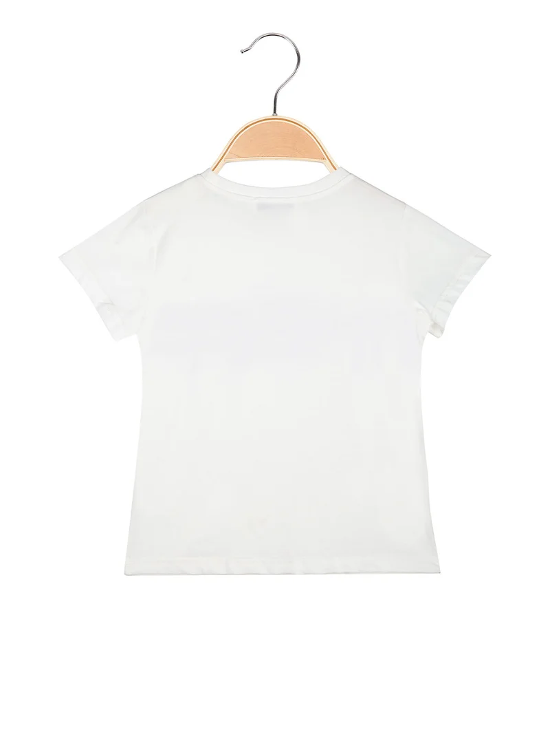 T-shirt da bambina con collana di perle - bianco