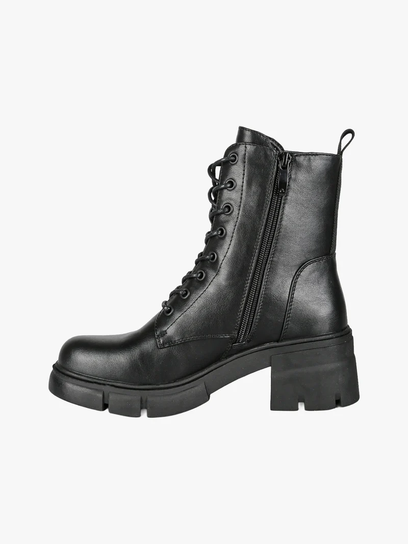 Anfibi donna chunky con lacci e zip - nero