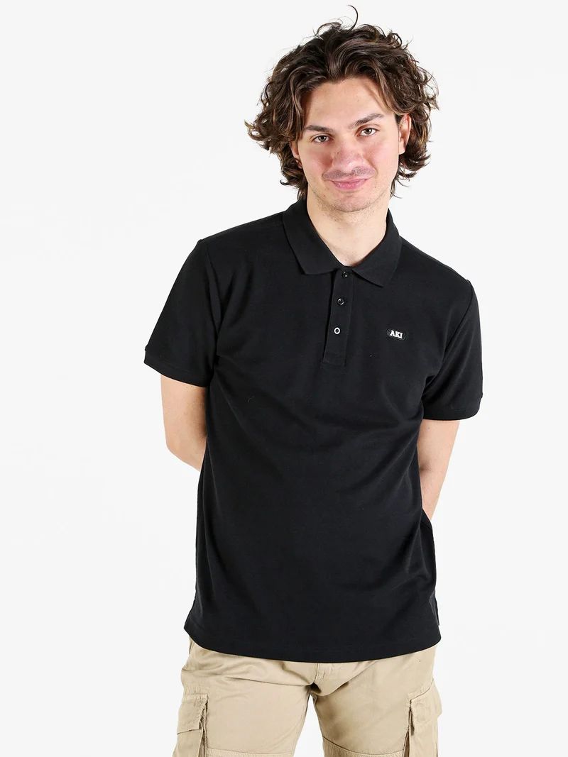 Polo da uomo in cotone a maniche corte - nero
