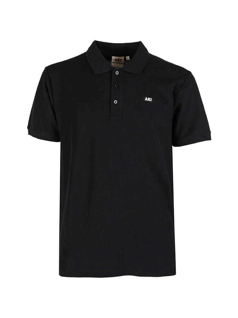 Polo da uomo in cotone a maniche corte - nero
