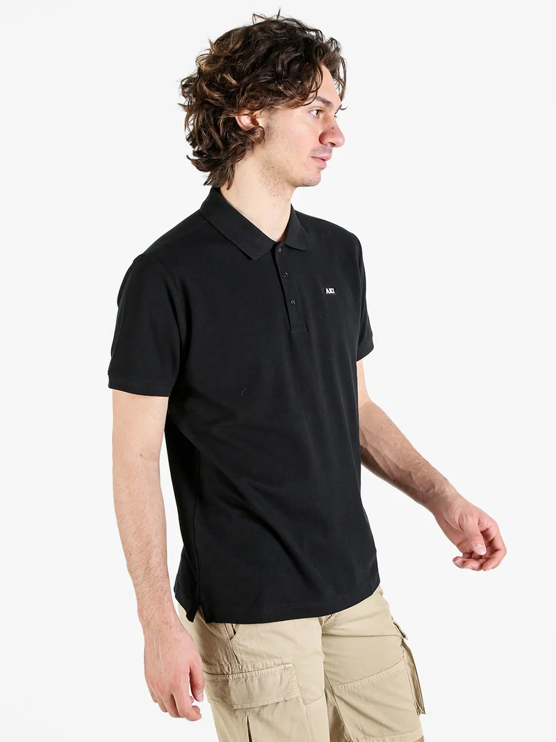 Polo da uomo in cotone a maniche corte - nero