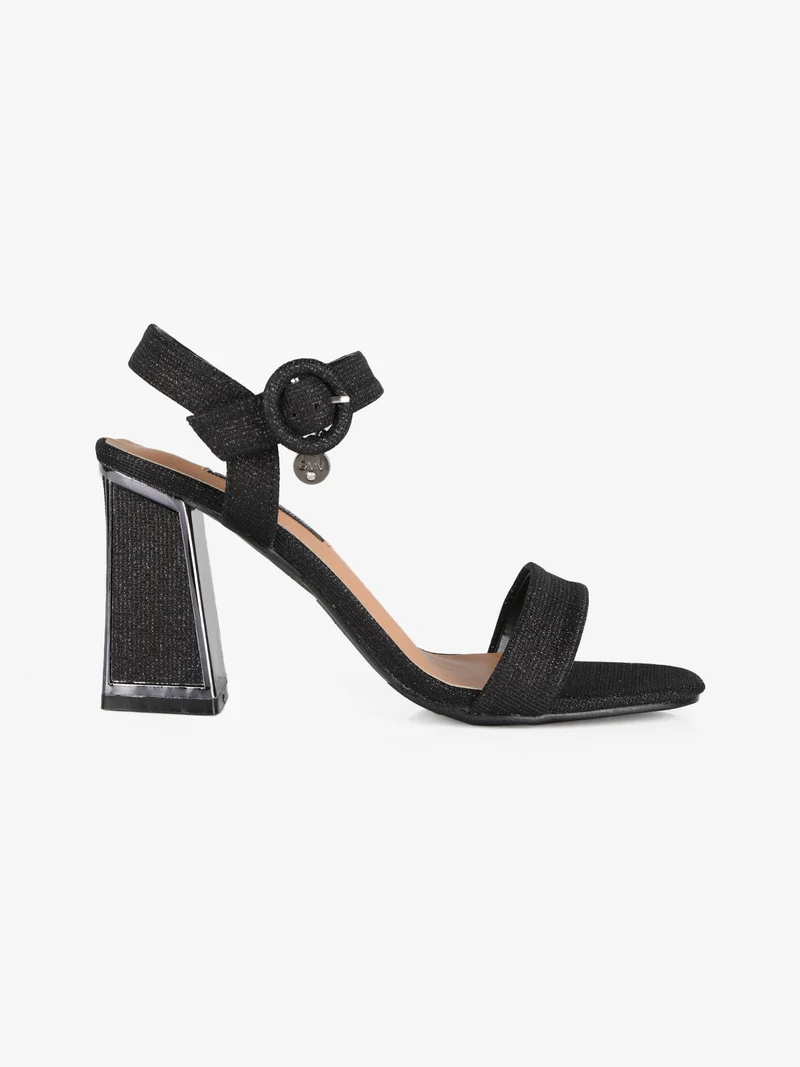 Sandali brillantinati donna con tacco - nero