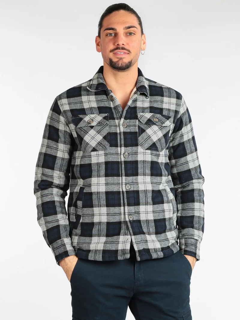 Camicia da uomo a quadri imbottita - grigio