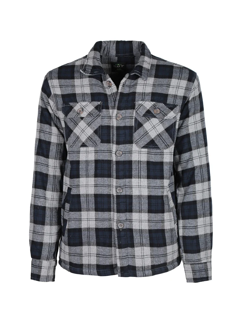 Camicia da uomo a quadri imbottita - grigio