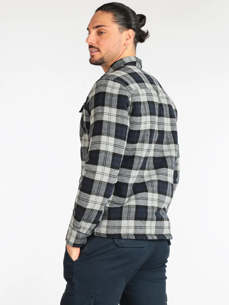 Camicia da uomo a quadri imbottita - grigio