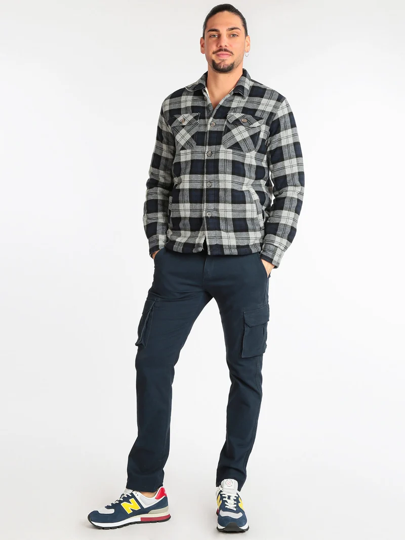 Camicia da uomo a quadri imbottita - grigio