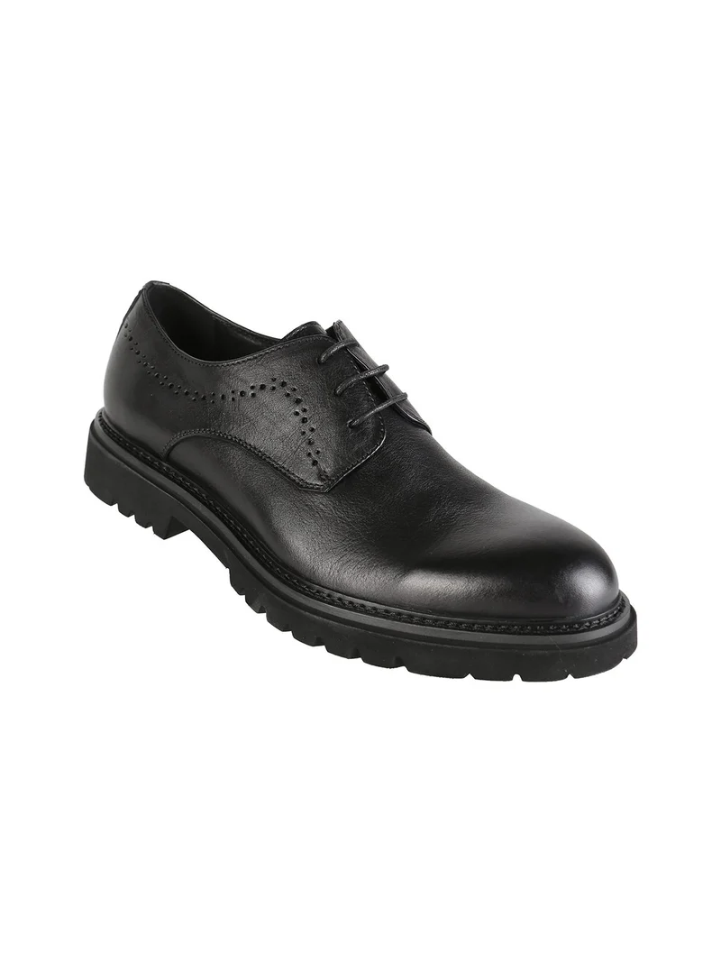 Scarpe stringate in pelle da uomo - nero