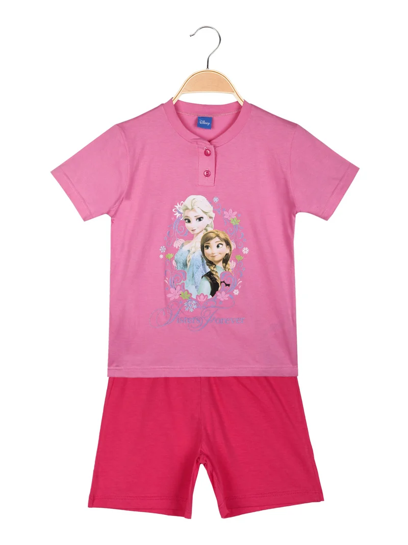Pigiama corto da bambina Elsa e Anna - rosa