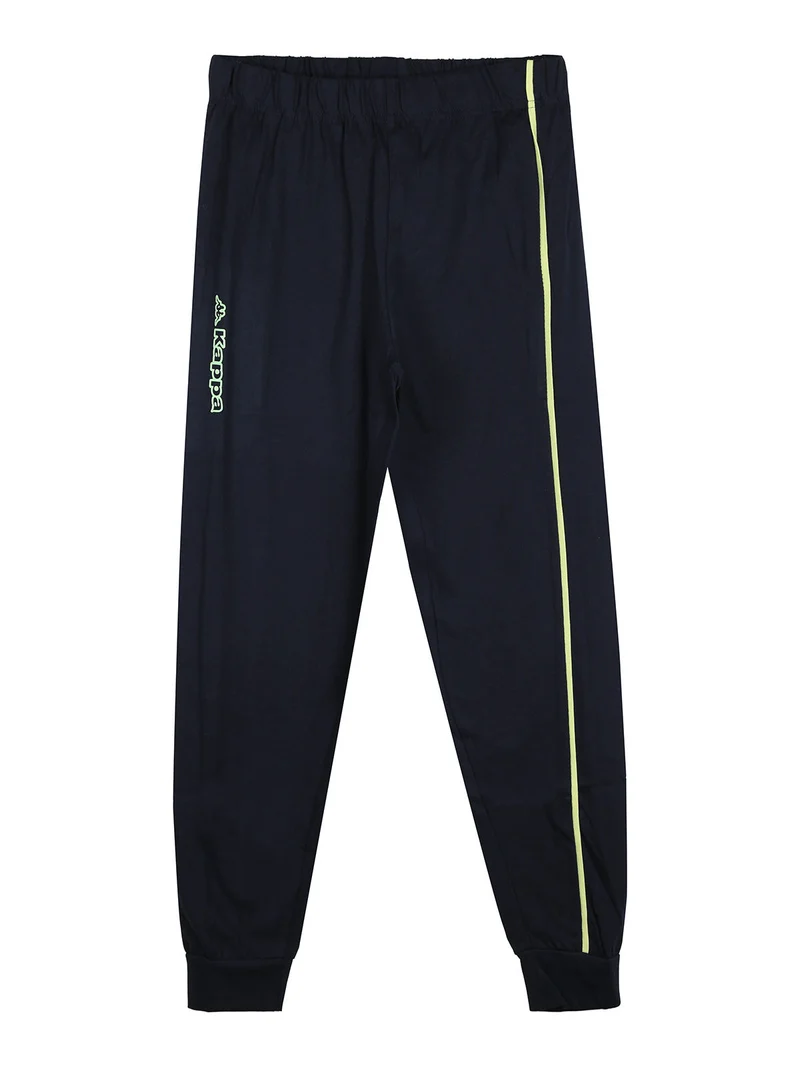 Pigiama lungo da ragazzo in cotone con logo - blu scuro
