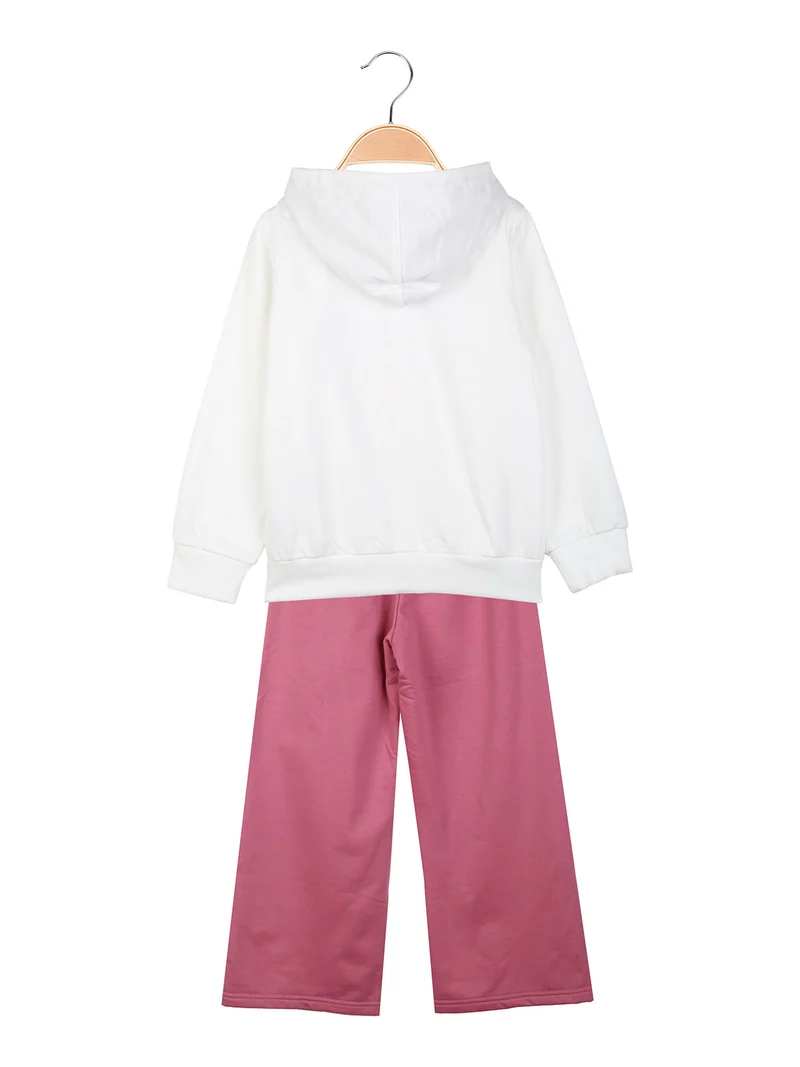 Completo tuta 3 pezzi da bambina con cappuccio e zip - bianco