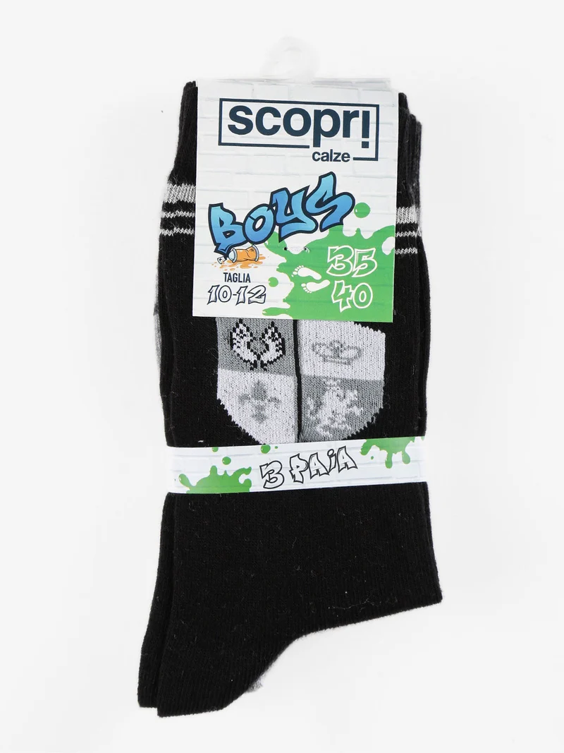 Calze lunghe da bambino confezione da 3 paia - grigio scuro