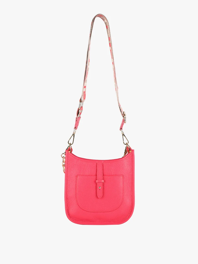 Borsetta in pelle con catena da donna - fragola