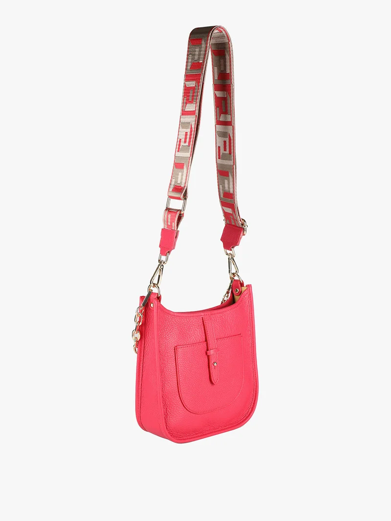Borsetta in pelle con catena da donna - fragola