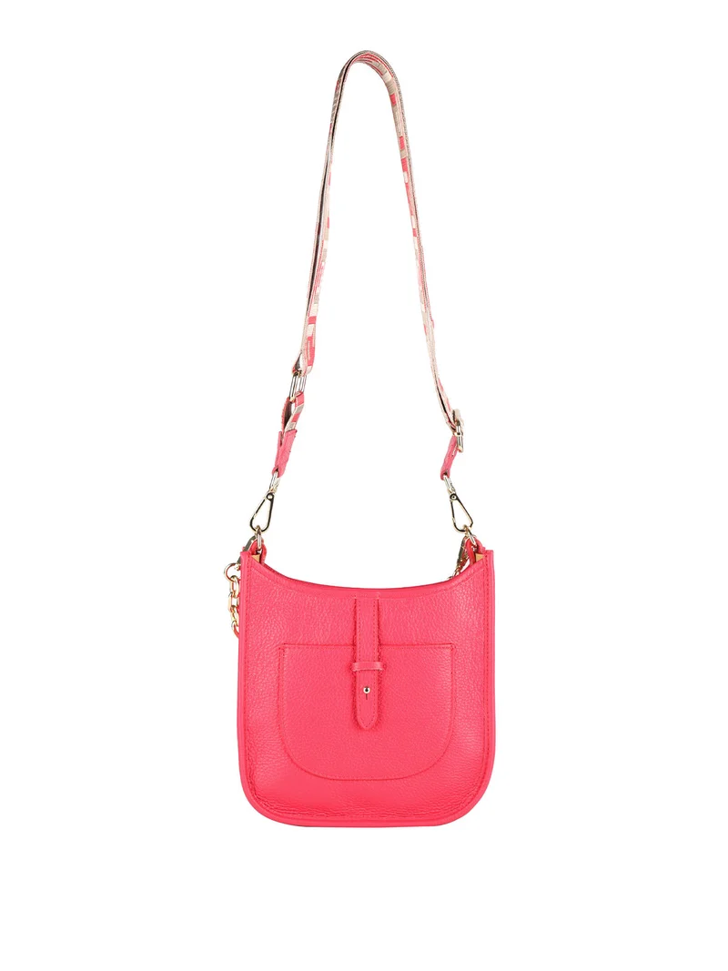 Borsetta in pelle con catena da donna - fragola