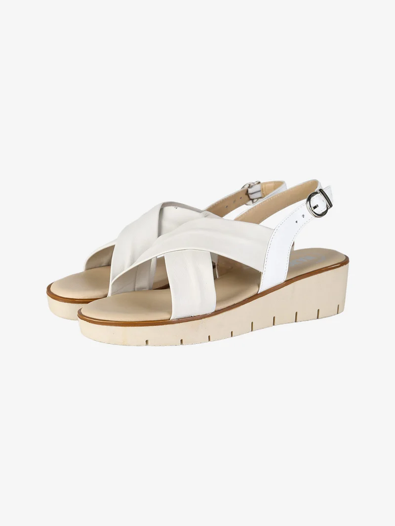 Sandali in pelle da donna con fasce intrecciate - bianco