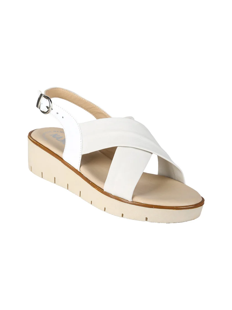 Sandali in pelle da donna con fasce intrecciate - bianco