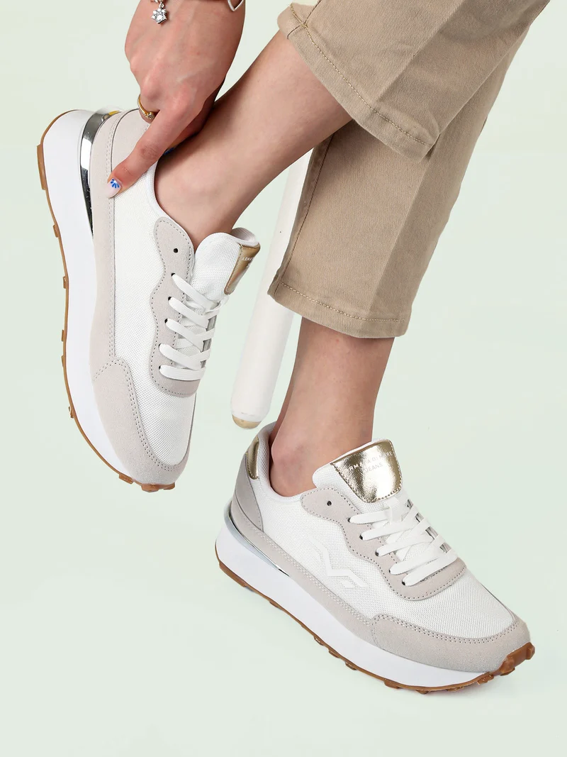 Sneakers donna con platform - bianco