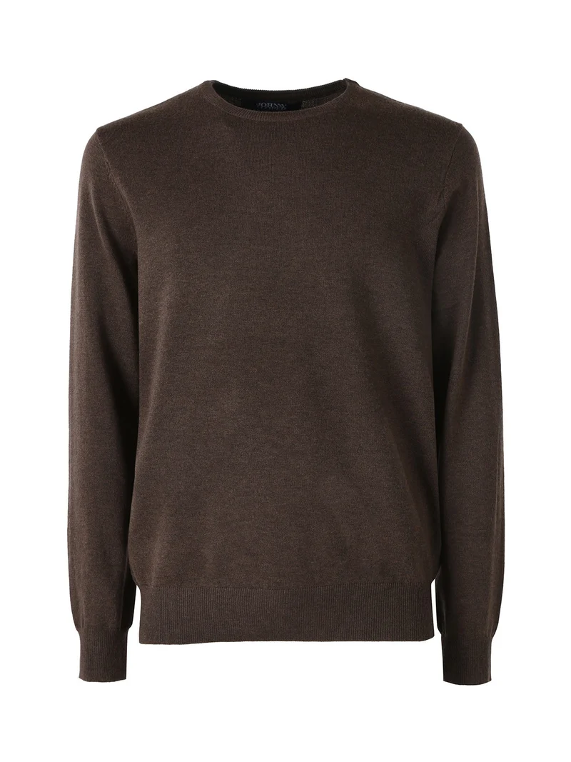 Maglione girocollo da uomo in misto lana - moro