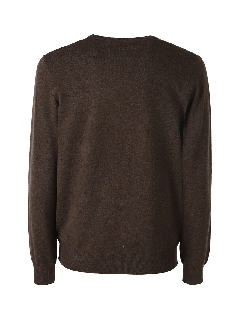 Maglione girocollo da uomo in misto lana - moro