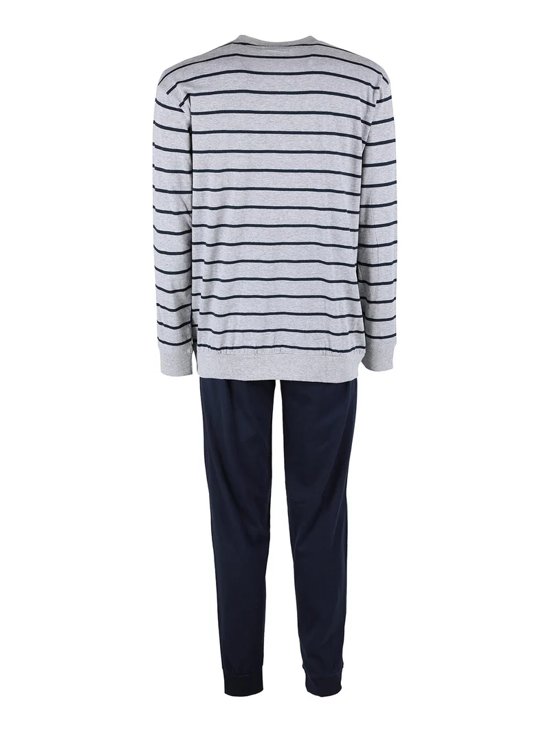 Pigiama lungo da uomo in cotone - grigio