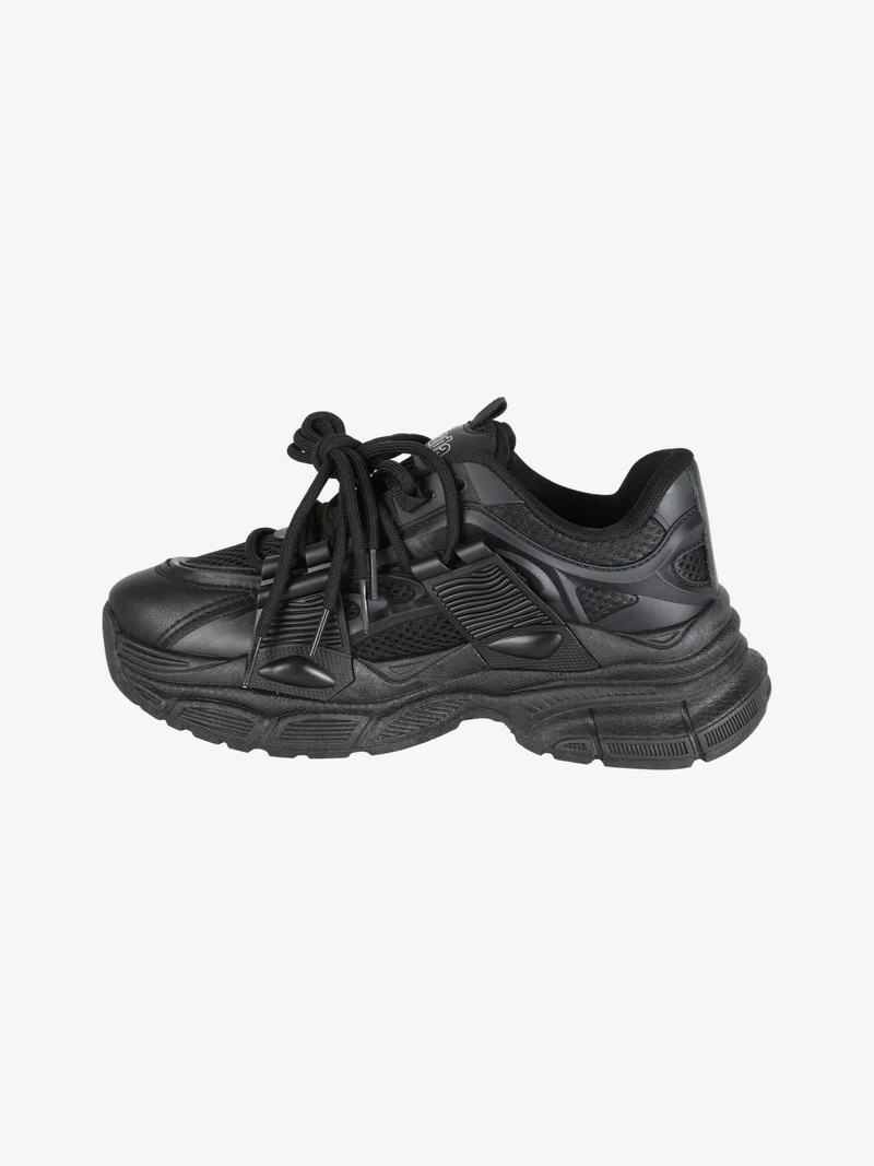 Sneakers donna sportive con suola alta - nero