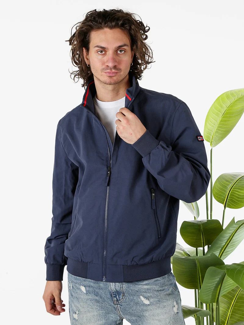 Giacca a vento da uomo con zip - blu scuro