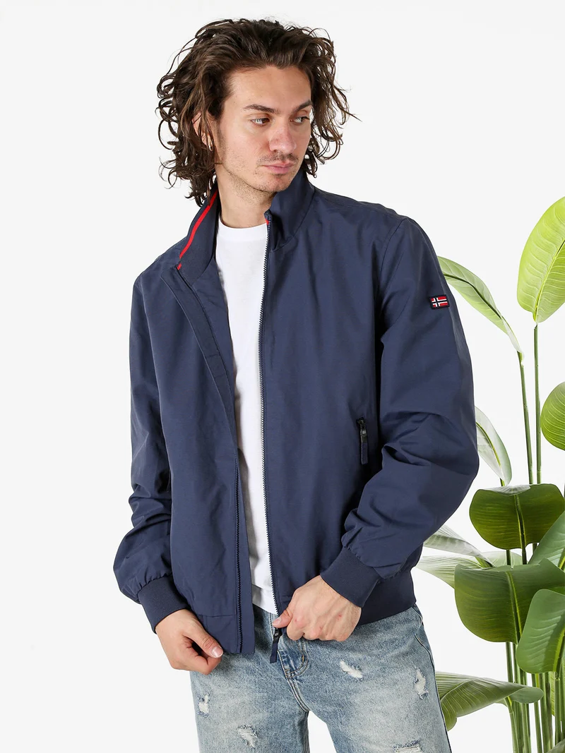 Giacca a vento da uomo con zip - blu scuro