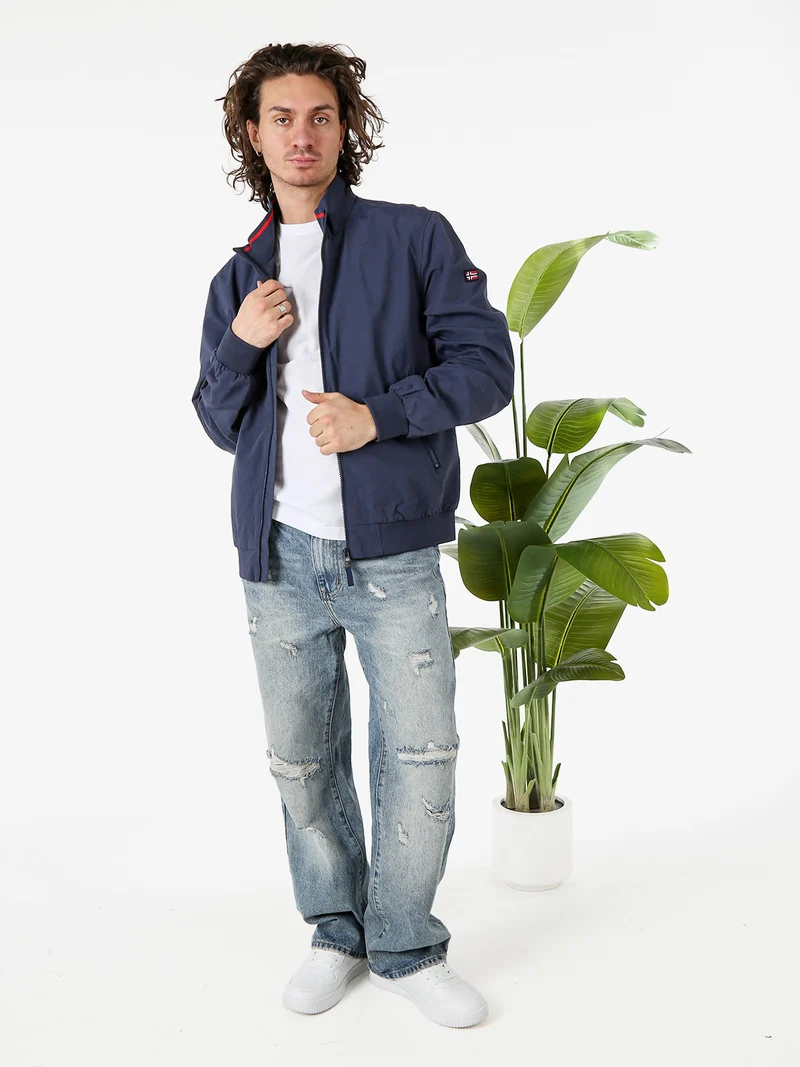 Giacca a vento da uomo con zip - blu scuro