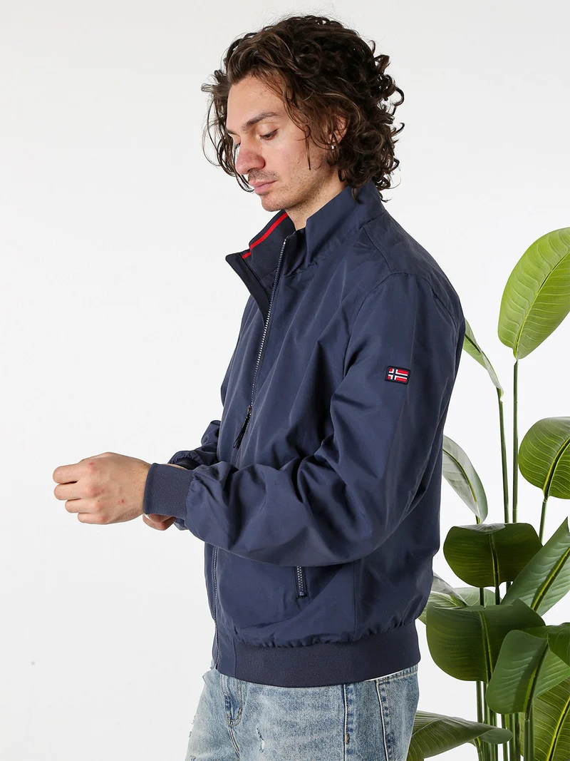 Giacca a vento da uomo con zip - blu scuro