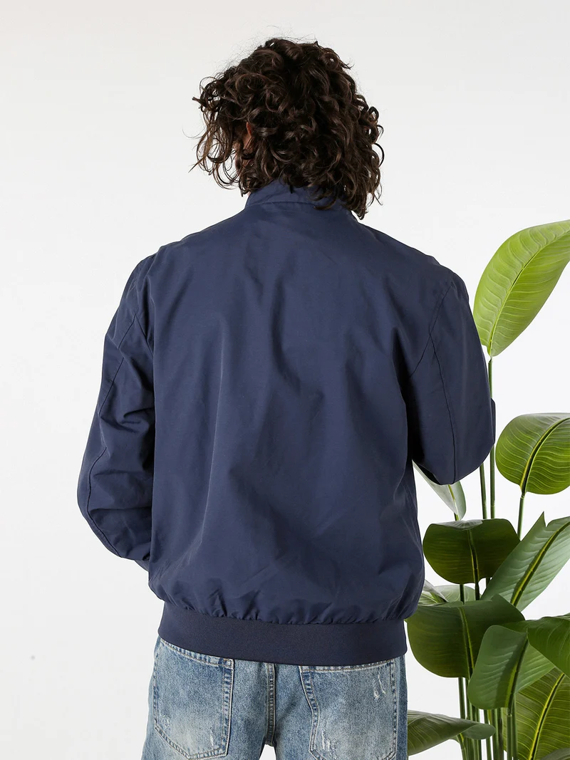 Giacca a vento da uomo con zip - blu scuro