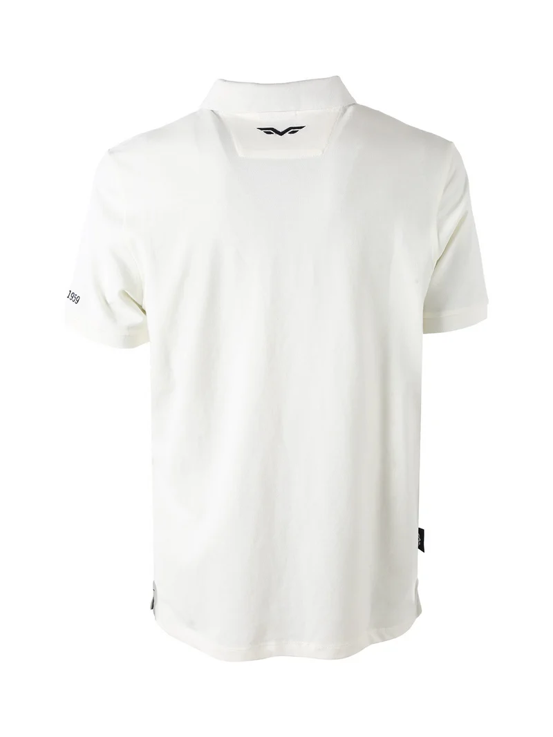 Polo da uomo a maniche corte in cotone con stampe - panna