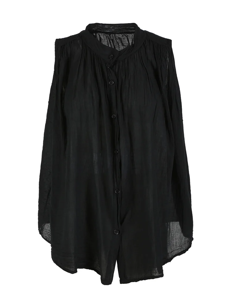 Camicia donna smanicata in cotone - nero