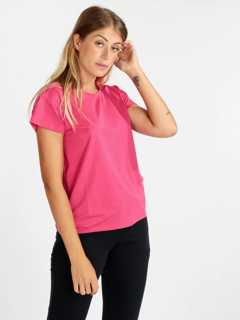 T-shirt donna in tessuto tecnico sportivo - fragola