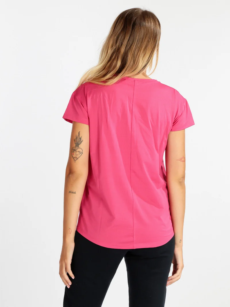 T-shirt donna in tessuto tecnico sportivo - fragola