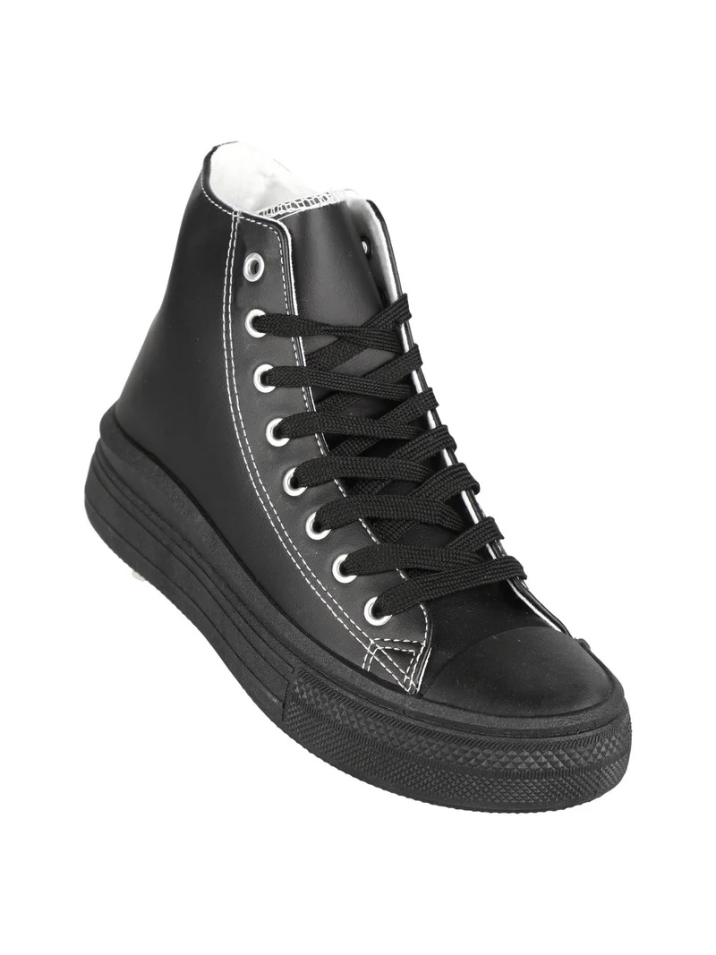 Sneakers alte donna con platform - nero