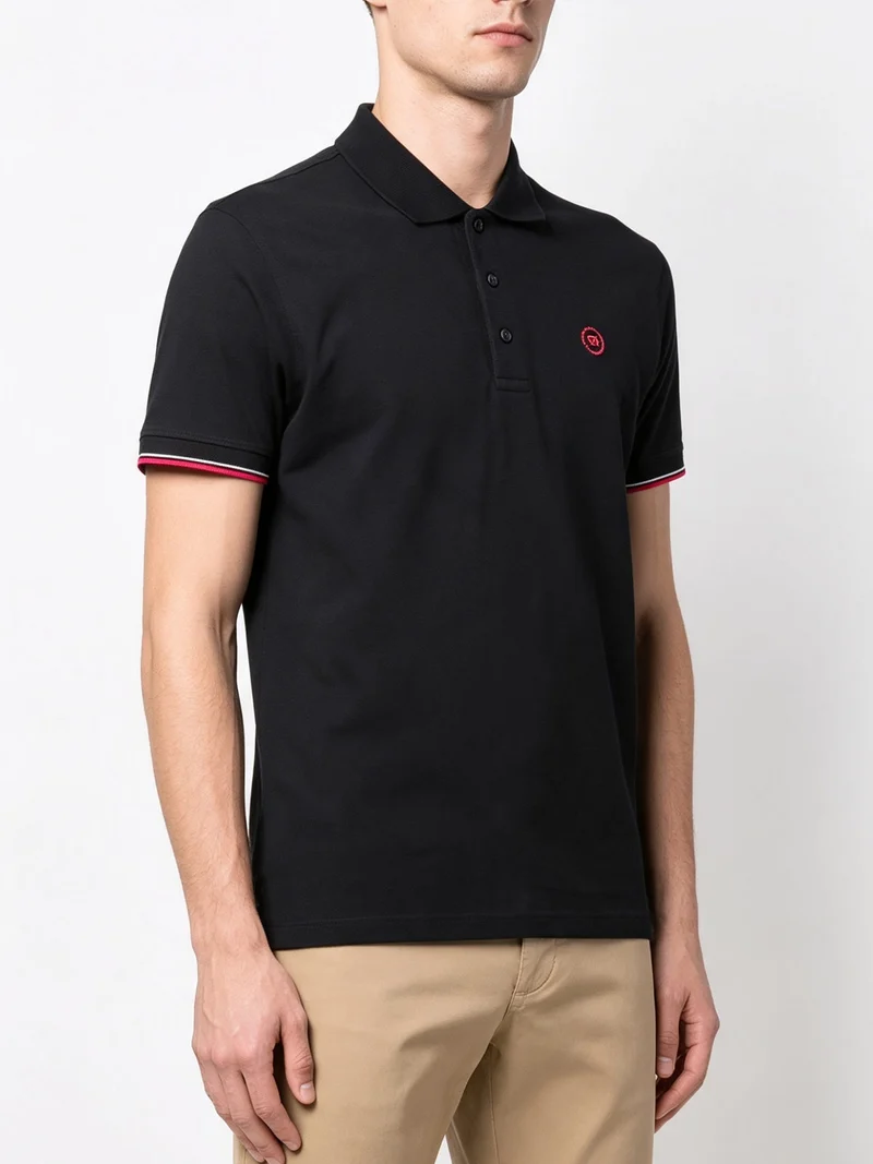 Polo da uomo in cotone a maniche corte - blu scuro