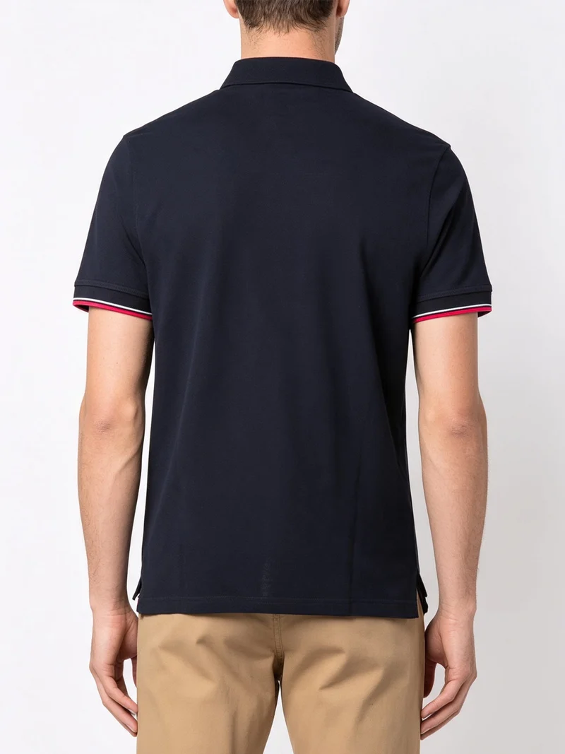 Polo da uomo in cotone a maniche corte - blu scuro