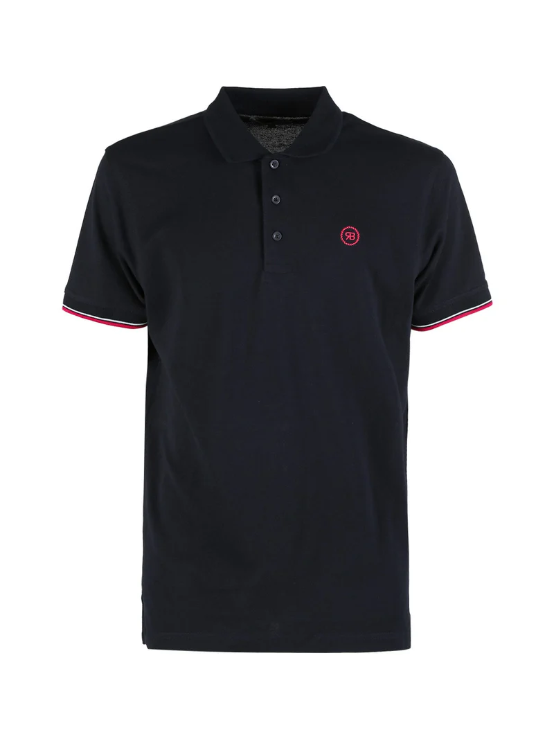 Polo da uomo in cotone a maniche corte - blu scuro