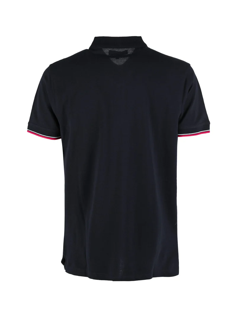 Polo da uomo in cotone a maniche corte - blu scuro