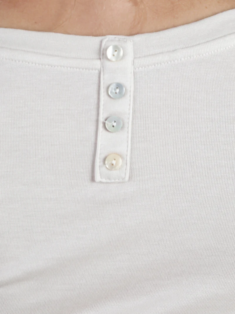 T-shirt donna girocollo a maniche lunghe - beige