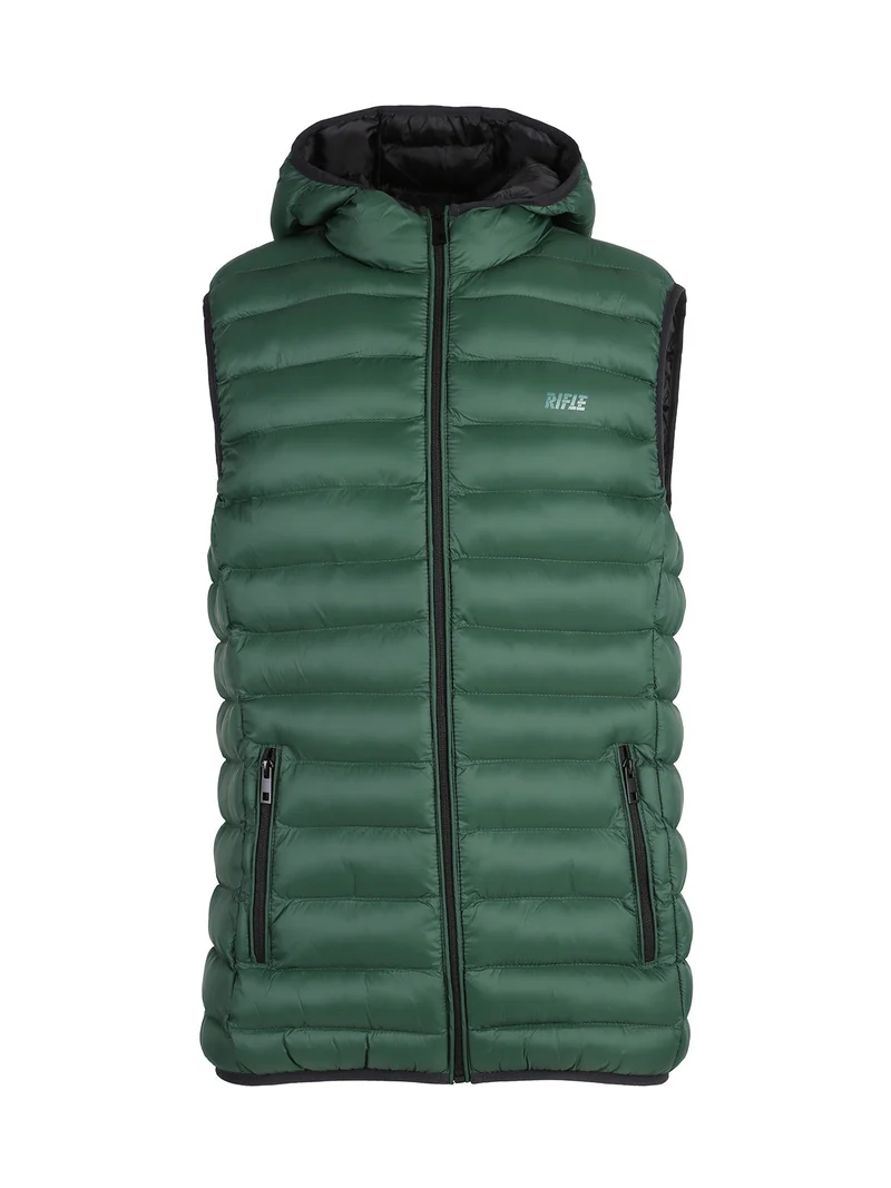 Gilet da uomo imbottito con cappuccio - verde