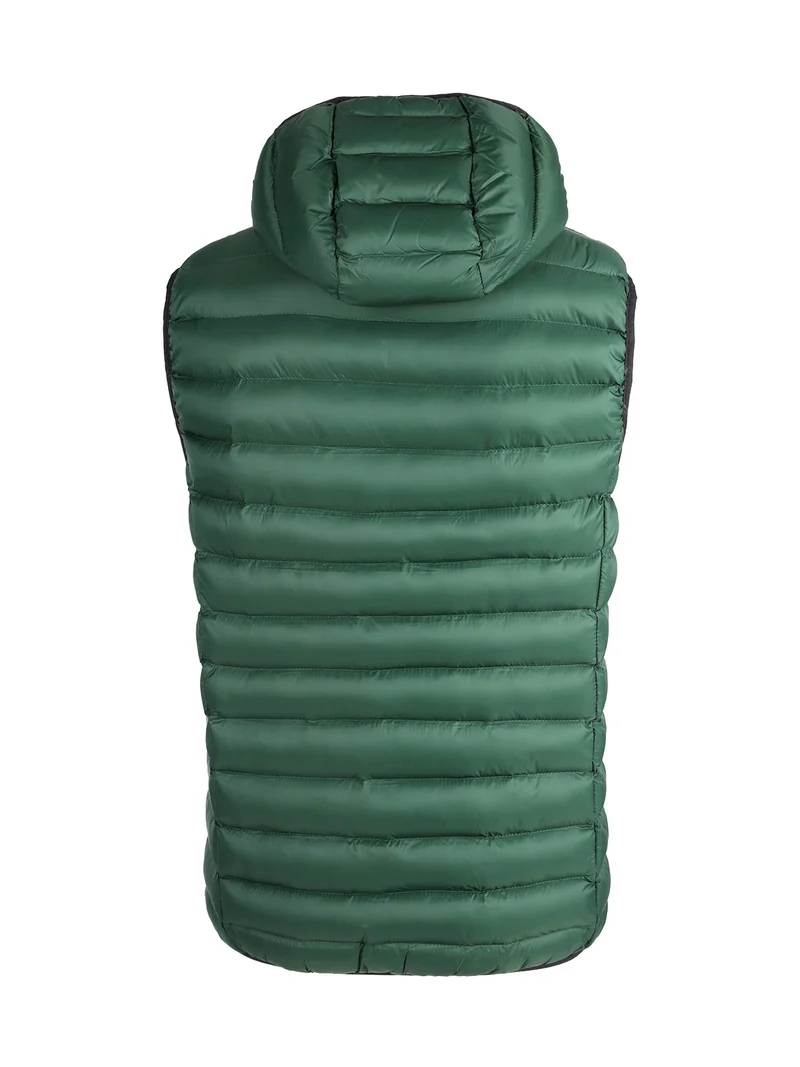 Gilet da uomo imbottito con cappuccio - verde
