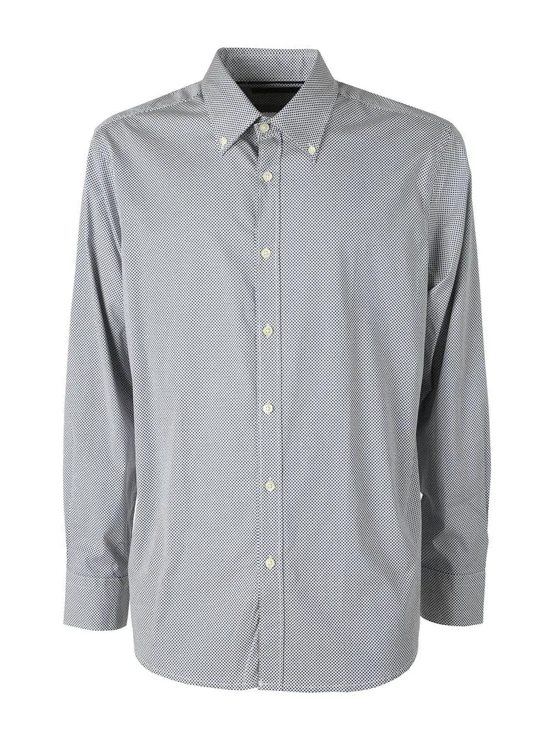 Camicia da uomo con stampe in cotone elasticizzato - blu