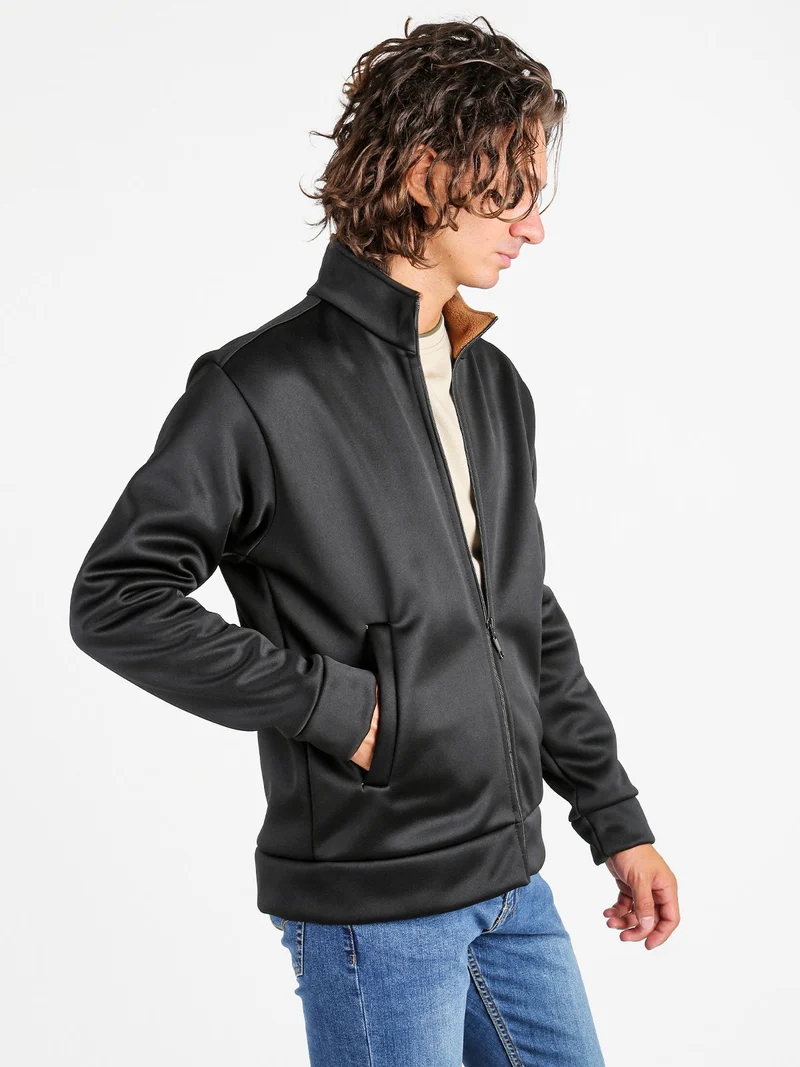 Felpa giacca da uomo con zip intera - nero