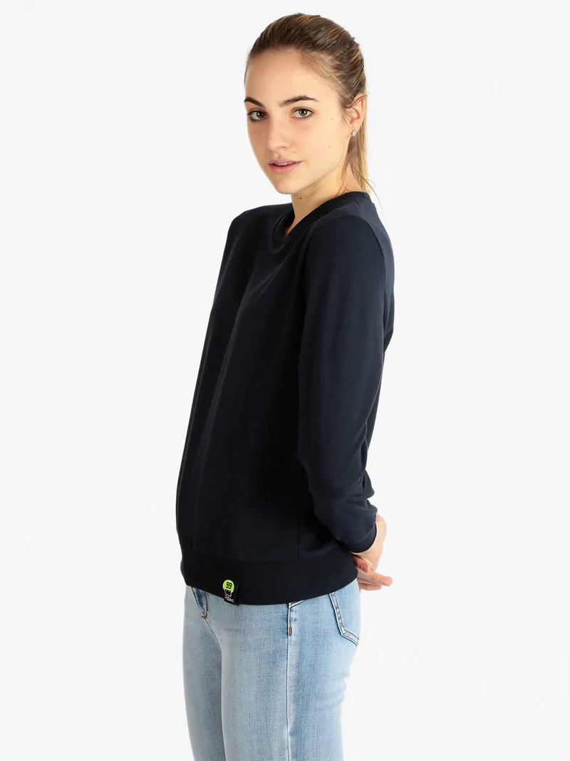 Felpa leggera donna girocollo - blu scuro